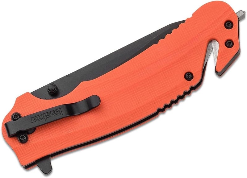 Kershaw Barricade Pocket Knife, Orange, 3.5 Inch Stainless Steel Drop Point Blade, Multifunction Rescue EDC with Assisted Opening, Everyday Carry Pocket Knife for Men and Women - Image 3